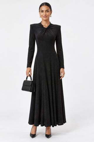 Twist Keyhole Neck Jersey Maxi Dress, Black