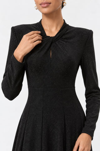 Twist Keyhole Neck Jersey Maxi Dress, Black