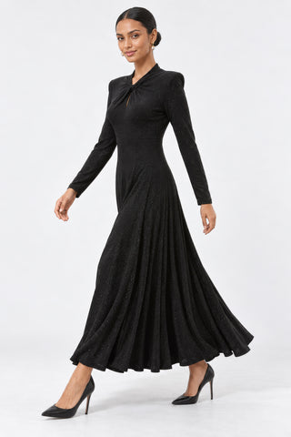 Twist Keyhole Neck Jersey Maxi Dress, Black