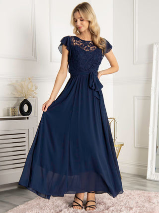 Pleated Bodice Jolie Moi Lace Bodice Maxi Prom Dress Jolie Moi