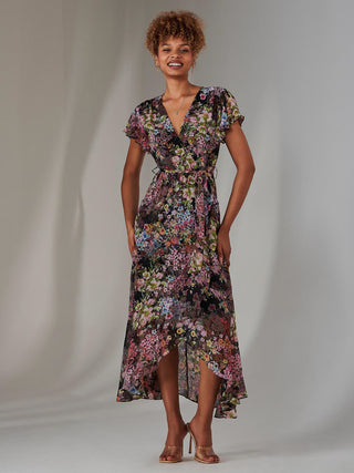 print chiffon hem dress Cream Floral Chiffon Ruffle Hem Dress PinkBlush