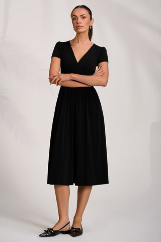 Cap Sleeve Printed Jersey Midaxi Dress, Black