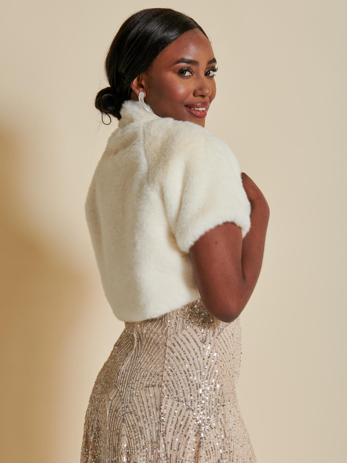 Cream fur bolero outlet jacket