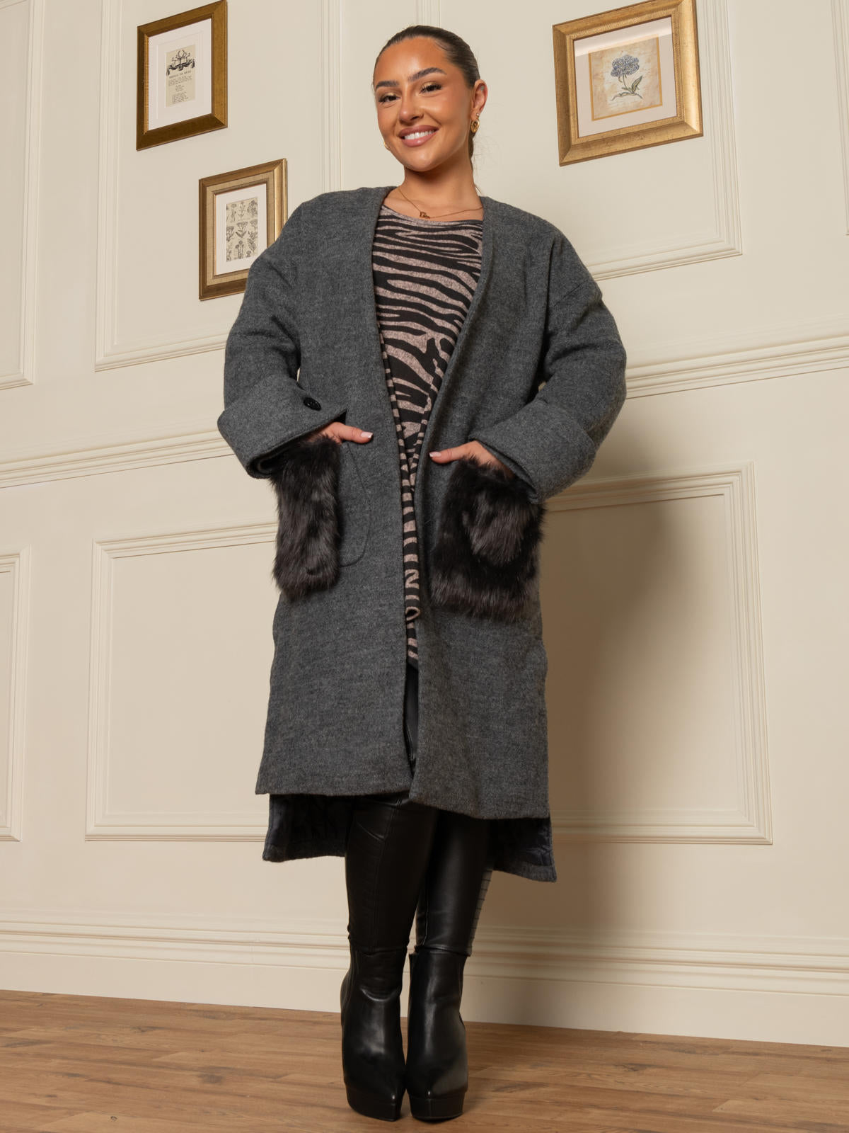 Dark grey hot sale faux fur