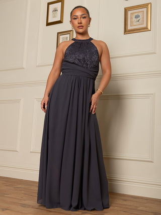 long dark grey bridesmaid dresses Cowl Neck Grey Velvet Slit Column Floor Length Prom Bridesmaid Dress