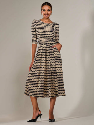 Jersey Half Sleeve Pleated Midaxi Dress, Stone Black – Jolie Moi