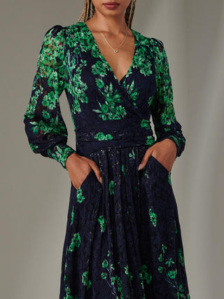Dalia Symmetrical Print Lace Maxi Dress, Green Floral Jolie Moi Retail Dalia Symmetrical Print Lace Maxi Dress, Green Floral Jolie Moi Retail