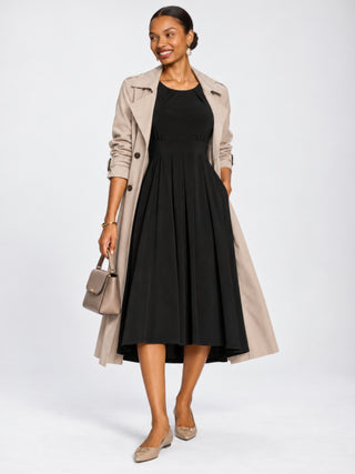 3/4 Sleeve Plain Jersey Midi Dress, Black