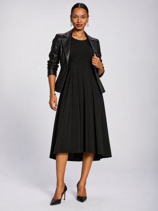 3/4 Sleeve Plain Jersey Midi Dress, Black