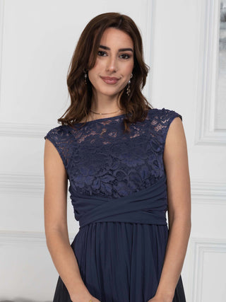 chinese dress ladies Cindy Lace Bodice Pleated Dress, Navy Jolie Moi Retail chinese dress ladies Cindy Lace Bodice Pleated Dress, Navy Jolie Moi Retail