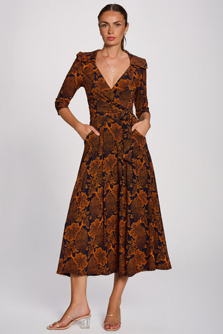 Wrap Front Jersey Maxi Dress, Navy Floral