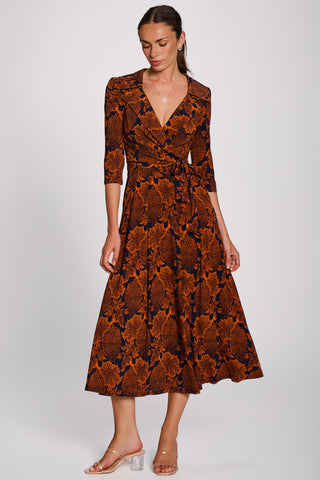 Wrap Front Jersey Maxi Dress, Navy Floral