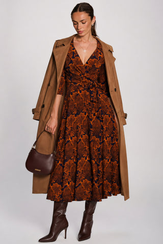 Wrap Front Jersey Maxi Dress, Navy Floral