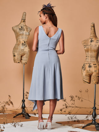 Fit & Flare Ruffle Detail Midi Dress, Dusky Blue Jolie Moi Retail Fit & Flare Ruffle Detail Midi Dress, Dusky Blue Jolie Moi Retail