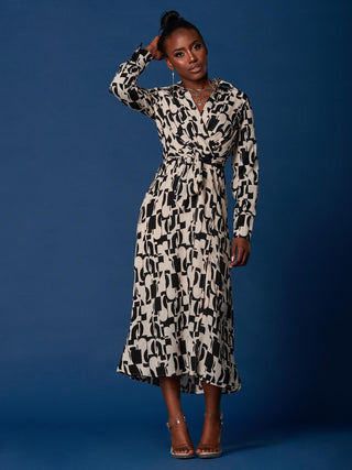 Wrap Detail Shirt Maxi Dress, Cream/Black Jolie Moi Retail Wrap Detail Shirt Maxi Dress, Cream/Black Jolie Moi Retail