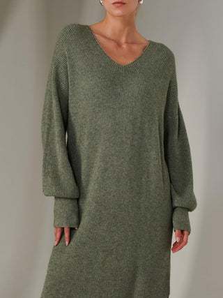 V Neck Green Knitted Jumper Dress Honeycomb Knit V-Neck Mini Sweater Dress V Neck Green Knitted Jumper Dress Honeycomb Knit V-Neck Mini Sweater Dress
