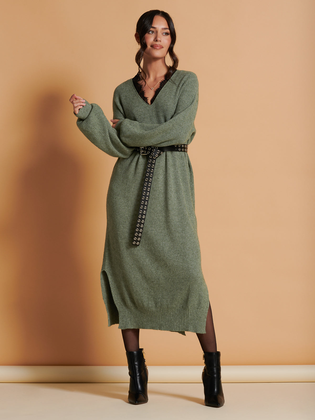 Maxi knitted jumper top dress