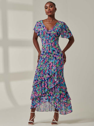 Tiered Floral Maxi Dress, Floral Multi