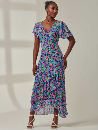 Tiered Floral Maxi Dress, Floral Multi