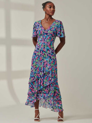 Tiered Floral Maxi Dress, Floral Multi