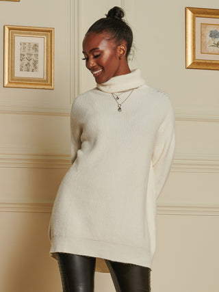 Made In Italy Rib Knitted Roll Neck Jumper, Butter