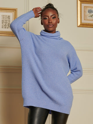 Made In Italy Rib Knitted Roll Neck Jumper, Grapemist