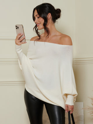 Made In Italy Asymmetric Draped Soft Knit Jumper, Butter