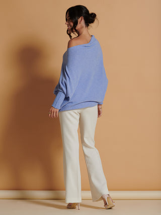 Made In Italy Asymmetric Draped Soft Knit Jumper, Grapemist
