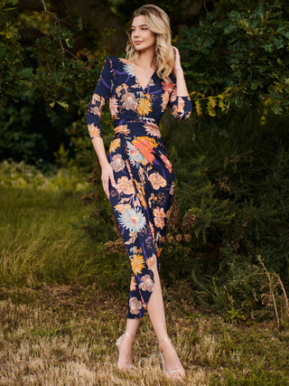 – Mesh Floral Haizley Retail Jolie Navy Maxi Print Moi Dress,