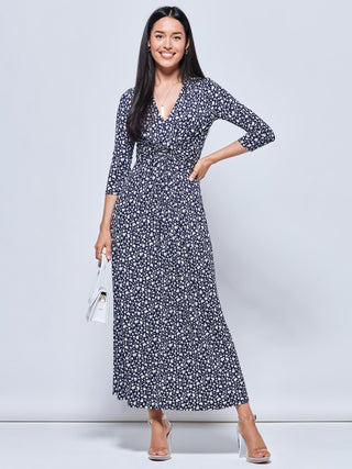 Hayat Twist Front Jersey Maxi Dress, Navy Floral