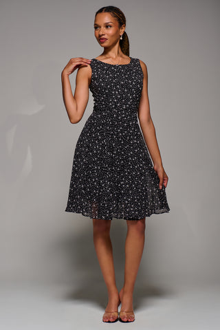 Printed Fit & Flare Dress, Black Star
