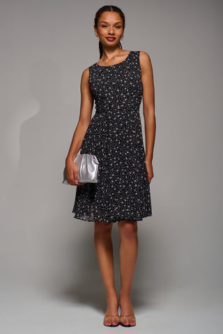 Printed Fit & Flare Dress, Black Star