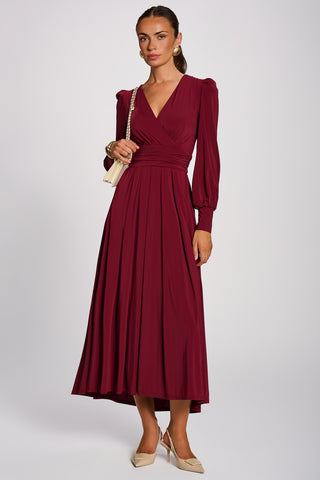Long Sleeve Soft Jersey Maxi Dress, Burgundy
