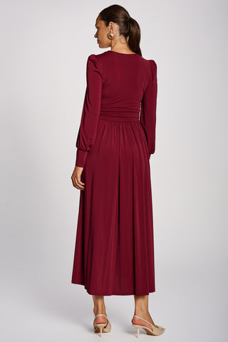 Long Sleeve Soft Jersey Maxi Dress, Burgundy
