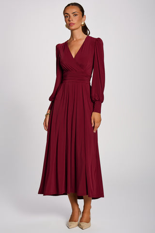Long Sleeve Soft Jersey Maxi Dress, Burgundy
