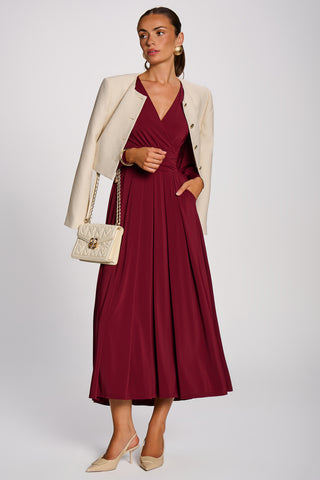 Long Sleeve Soft Jersey Maxi Dress, Burgundy