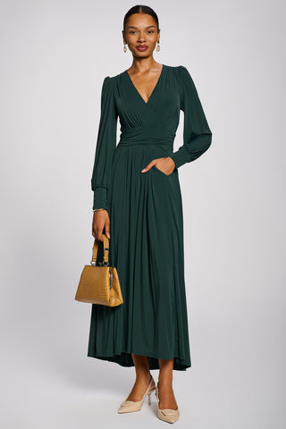 Long Sleeve Soft Jersey Maxi Dress, Green