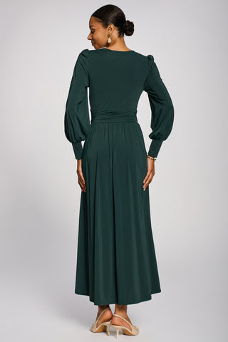Long Sleeve Soft Jersey Maxi Dress, Green