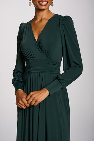 Long Sleeve Soft Jersey Maxi Dress, Green