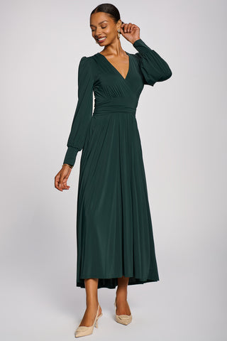 Long Sleeve Soft Jersey Maxi Dress, Green