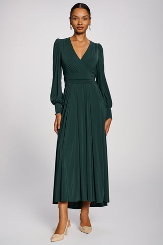 Long Sleeve Soft Jersey Maxi Dress, Green