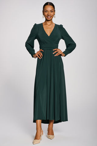 Long Sleeve Soft Jersey Maxi Dress, Green