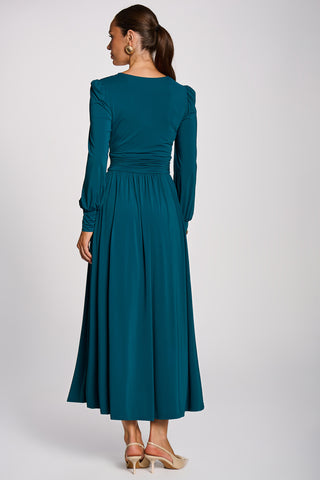 Long Sleeve Soft Jersey Maxi Dress, Teal
