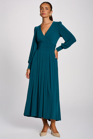 Long Sleeve Soft Jersey Maxi Dress, Teal