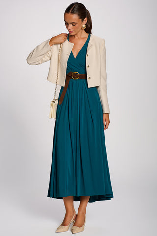 3/4 Sleeve Plain Jersey Maxi Dress, Teal
