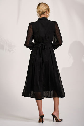 long sleeve chiffon shirt dress Pour Moi Chiffon Shirt Dress Uk Textured Chiffon Long Sleeve Shirt Dress, Black Jolie Moi Retail