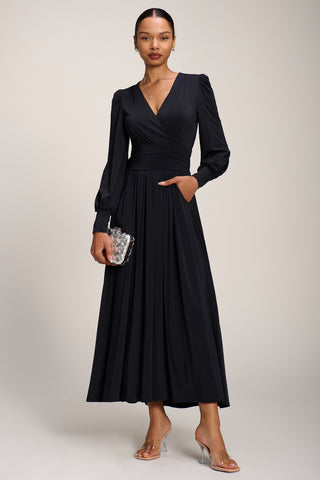 long sleeve jersey maxi dress uk Long Sleeve Jersey Maxi Dress in Aubergine