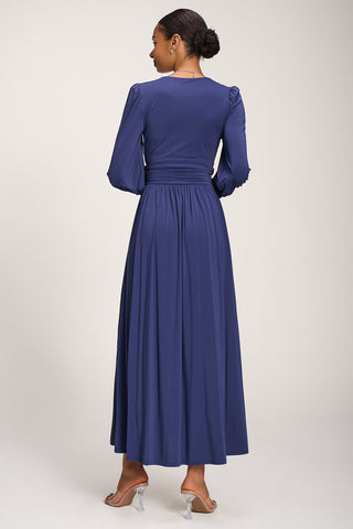 Long Sleeve Soft Jersey Maxi Dress, Navy