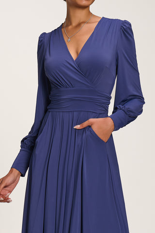Long Sleeve Soft Jersey Maxi Dress, Navy