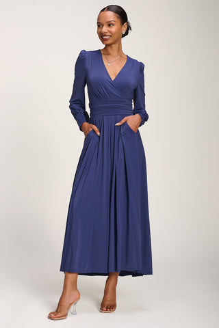 Long Sleeve Soft Jersey Maxi Dress, Navy